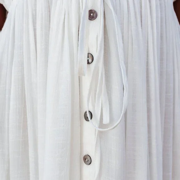 ANIKA POCKETED BUTTON DOWN RUFFLE MAXI DRESS - MARSHMALLOW - Picture 8 of 9